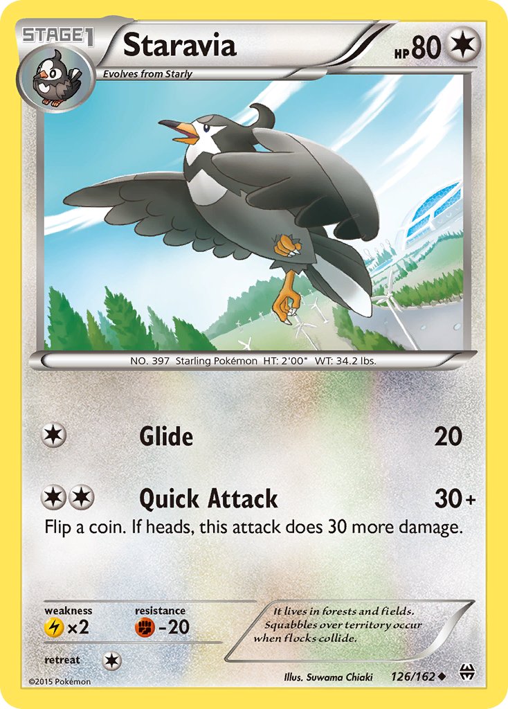 (126/162) Pokemon TCG BREAKthrough Single: Staravia  Reverse Holo Uncommon