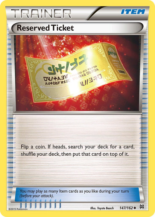 (147/162) Pokemon TCG BREAKthrough Single: Reserved Ticket  Uncommon