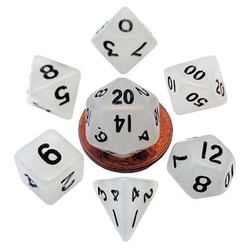 Fanroll - 10mm Mini Polyhedral Dice set - Glow Clear