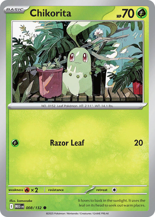 (008/MEG) Pokemon TCG Mega Evolution Single: Chikorita  Reverse Holo Common