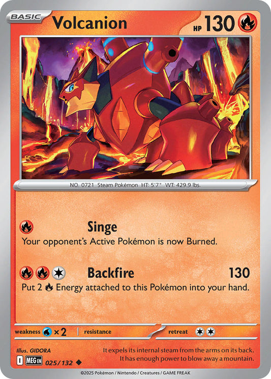 (025/MEG) Pokemon TCG Mega Evolution Single: Volcanion  Reverse Holo Uncommon