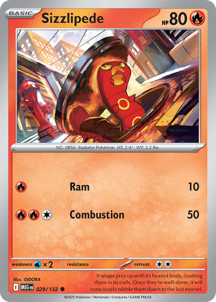 (029/MEG) Pokemon TCG Mega Evolution Single: Sizzlipede  Reverse Holo Common