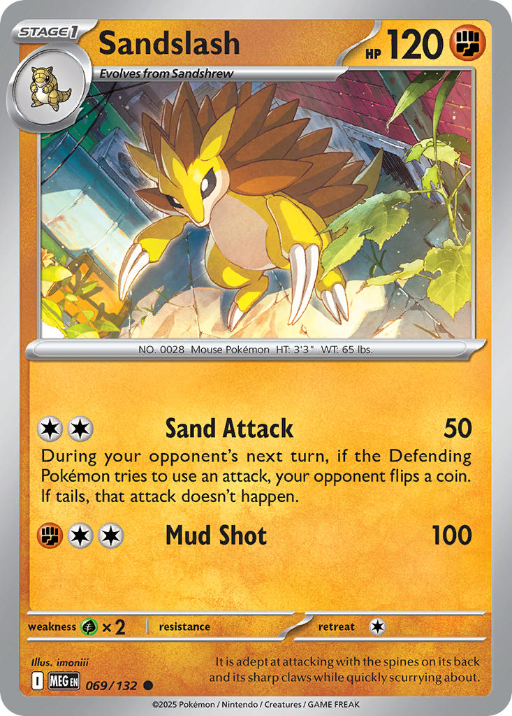 (069/MEG) Pokemon TCG Mega Evolution Single: Sandslash  Reverse Holo Common