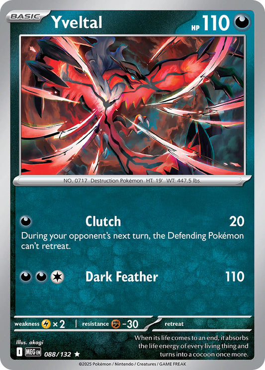 (088/MEG) Pokemon TCG Mega Evolution Single: Yveltal  Reverse Holo Rare