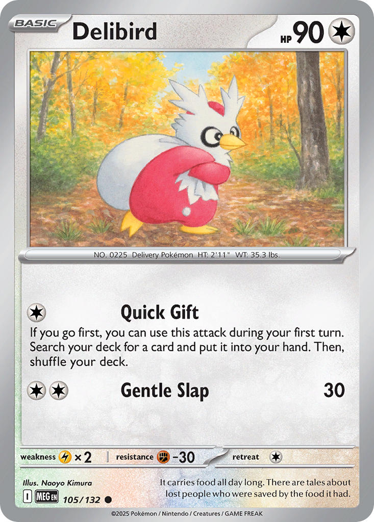 (105/MEG) Pokemon TCG Mega Evolution Single: Delibird  Reverse Holo Common
