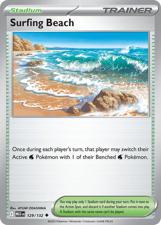 (129/MEG) Pokemon TCG Mega Evolution Single: Surfing Beach Reverse Holo Uncommon