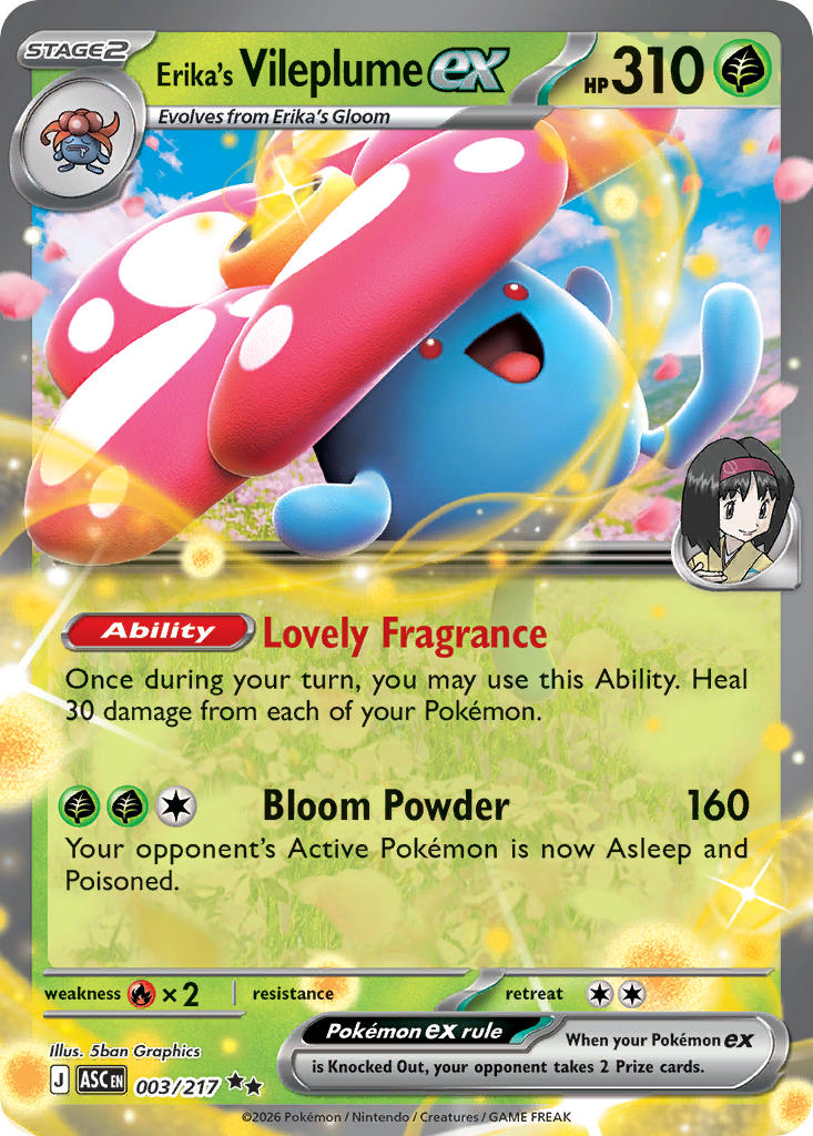 (003/217) Pokemon TCG Ascended Heroes Single: Erika's Vileplume ex   Double Rare