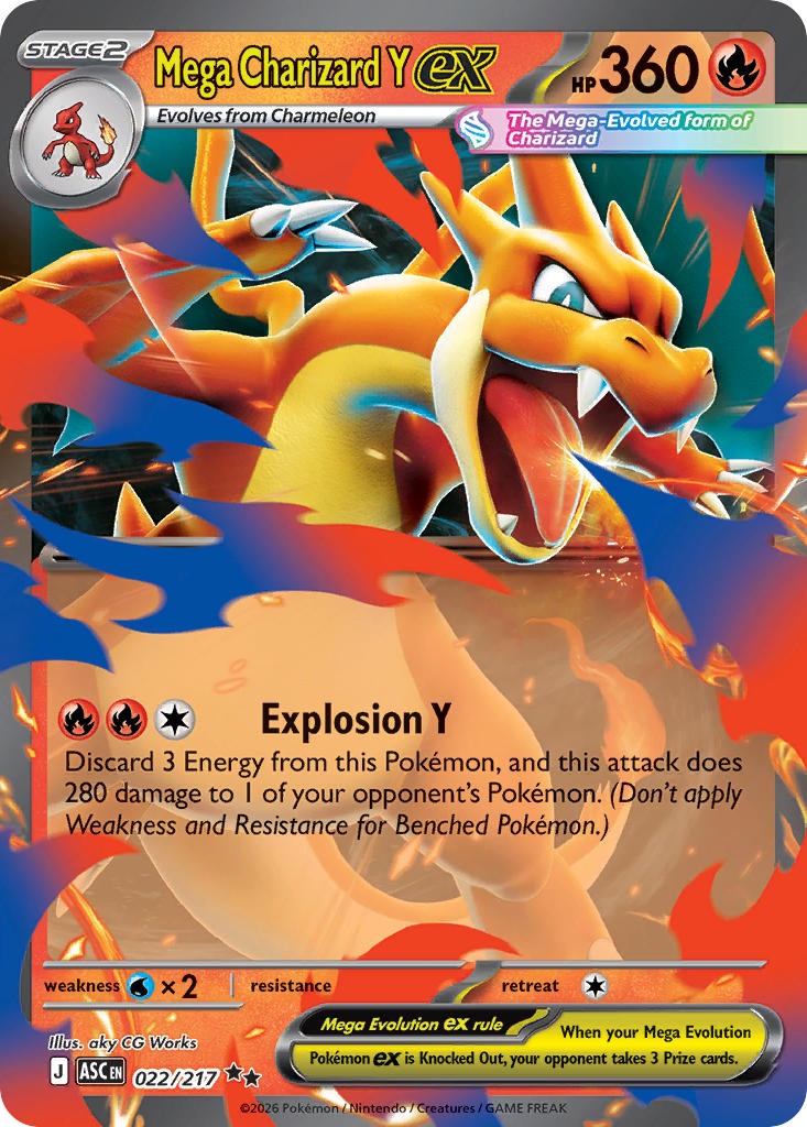(022/217) Pokemon TCG Ascended Heroes Single: Mega Charizard Y ex   Double Rare