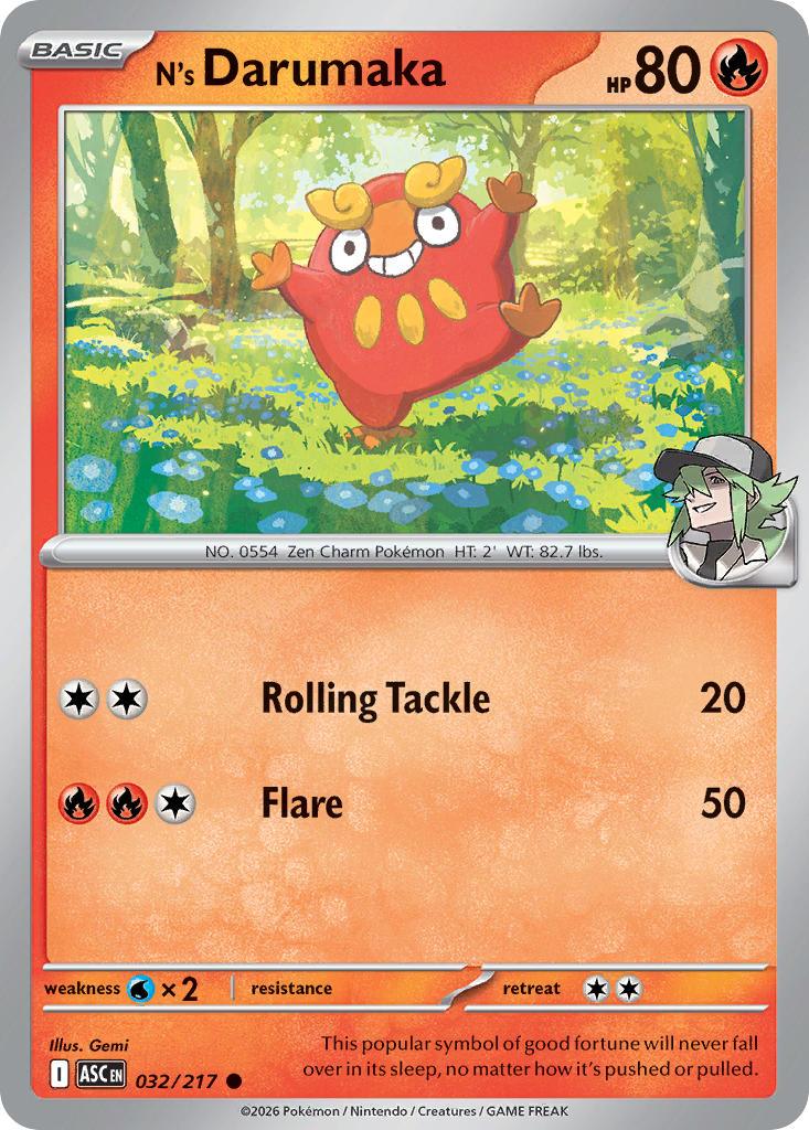 (032/217) Pokemon TCG Ascended Heroes Single: N's Darumaka   Common