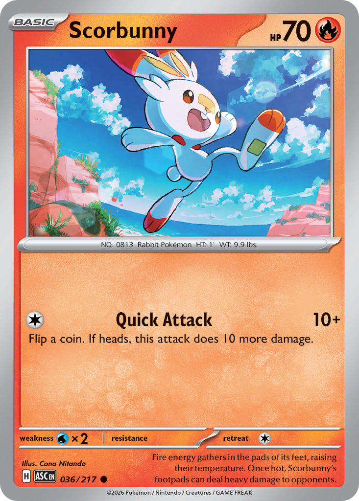 (036/217) Pokemon TCG Ascended Heroes Single: Scorbunny   Common