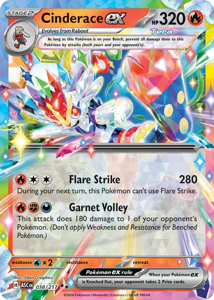 (038/217) Pokemon TCG Ascended Heroes Single: Cinderace ex   Double Rare