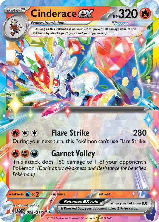 (038/217) Pokemon TCG Ascended Heroes Single: Cinderace ex   Double Rare