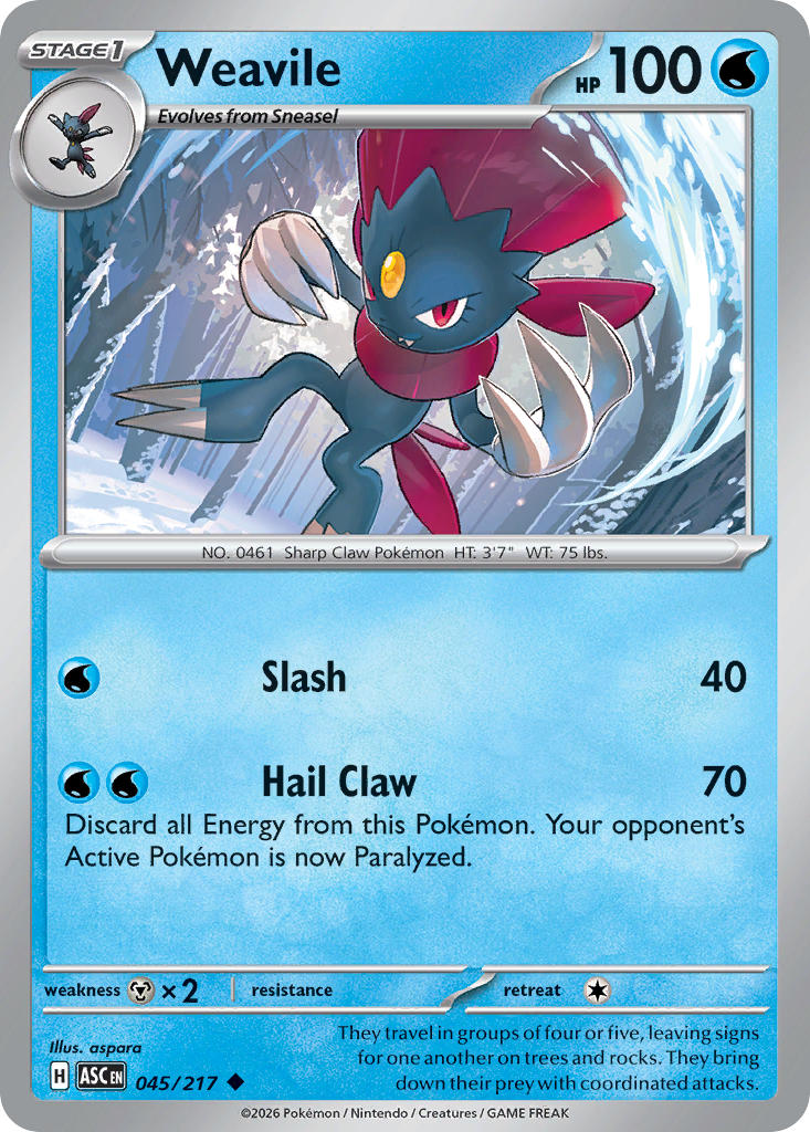 (045/217) Pokemon TCG Ascended Heroes Single: Weavile   Uncommon
