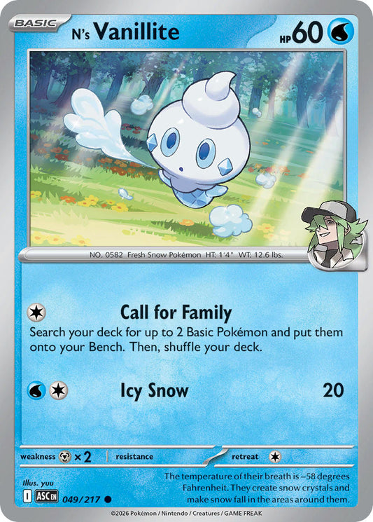 (049/217) Pokemon TCG Ascended Heroes Single: N's Vanillite   Common