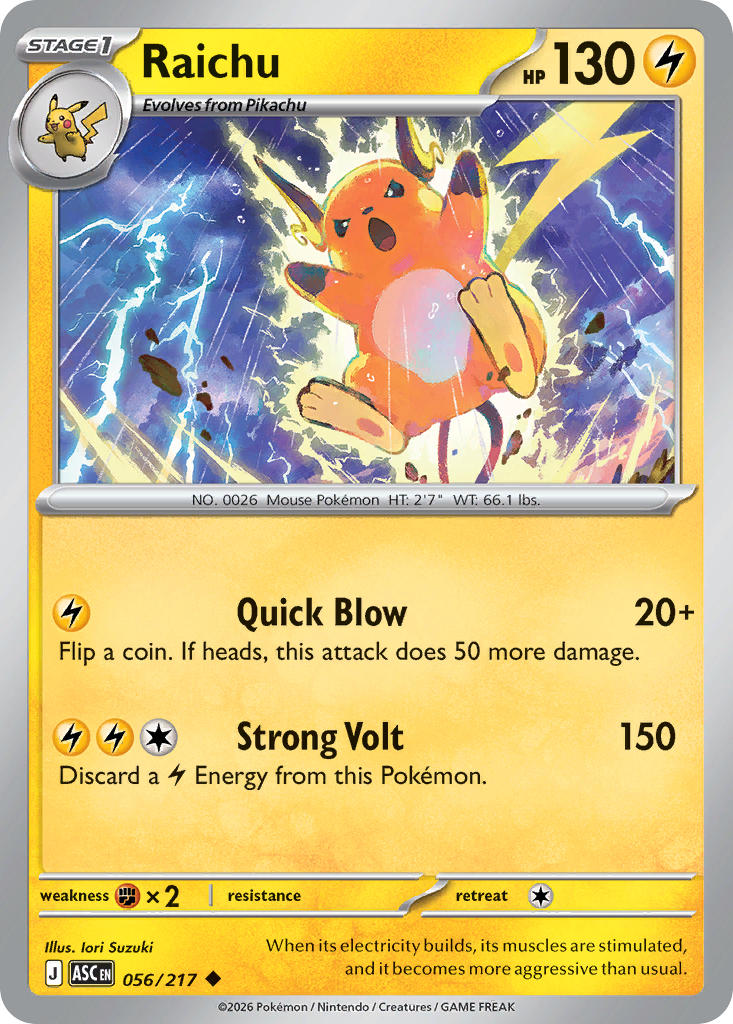 (056/217) Pokemon TCG Ascended Heroes Single: Raichu   Uncommon