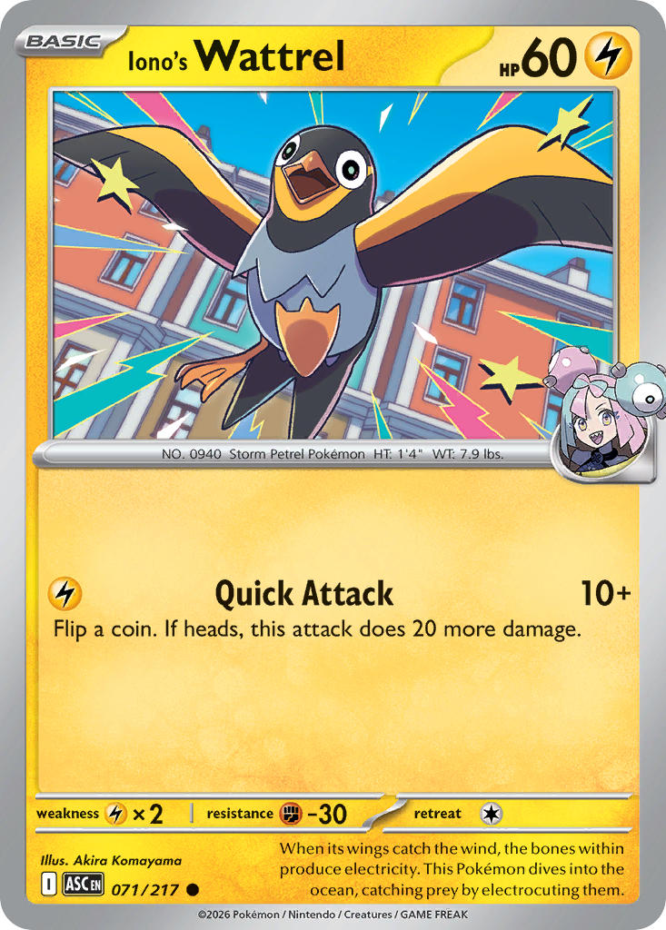 (071/217) Pokemon TCG Ascended Heroes Single: Iono's Wattrel   Common
