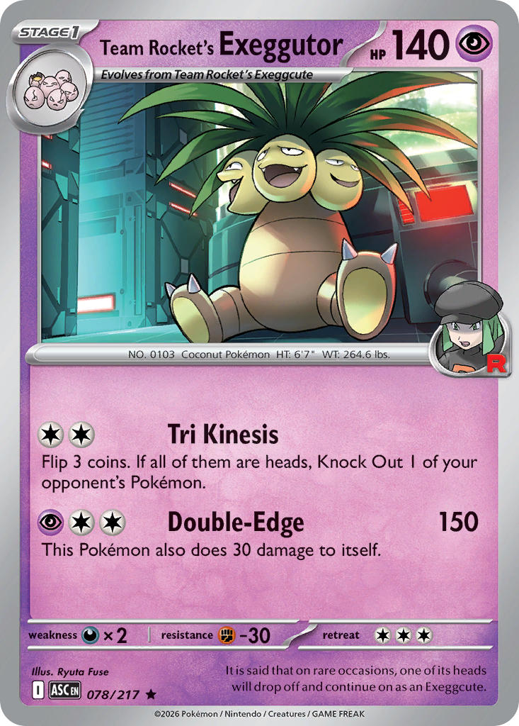 (078/217) Pokemon TCG Ascended Heroes Single: Team Rocket's Exeggutor   Rare
