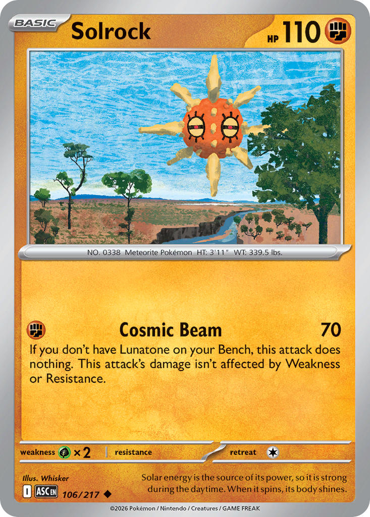 (106/217) Pokemon TCG Ascended Heroes Single: Solrock   Uncommon