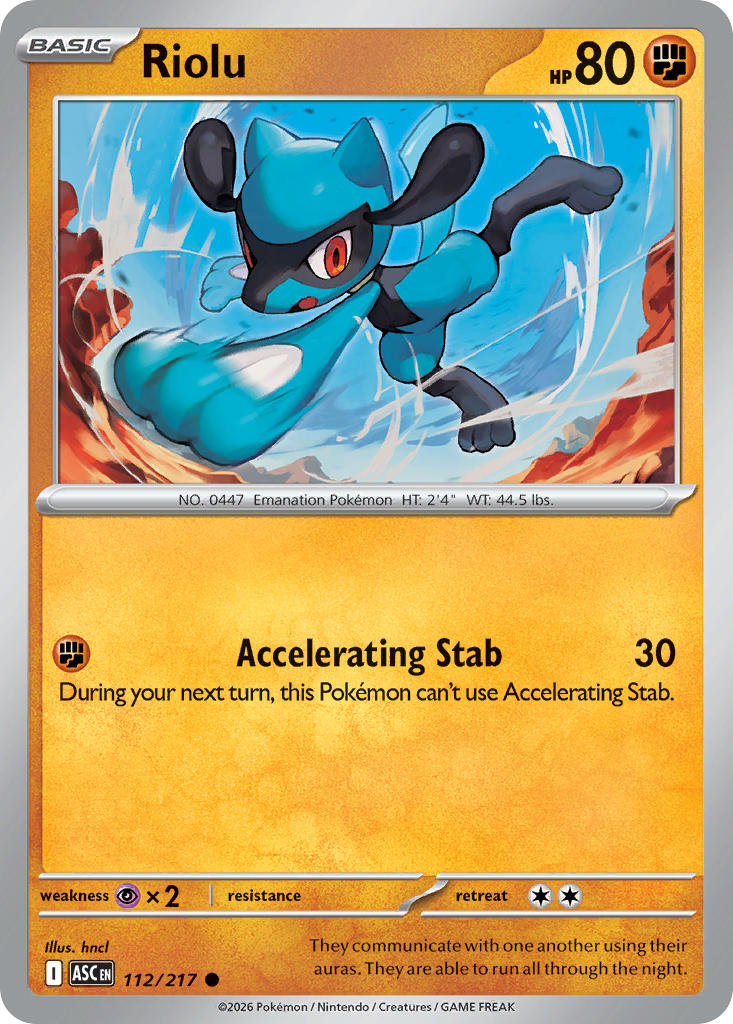(112/217) Pokemon TCG Ascended Heroes Single: Riolu   Common