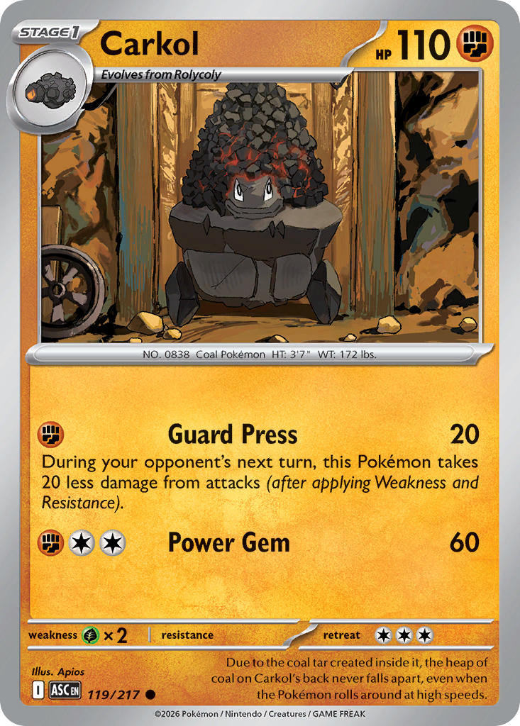 (119/217) Pokemon TCG Ascended Heroes Single: Carkol   Common