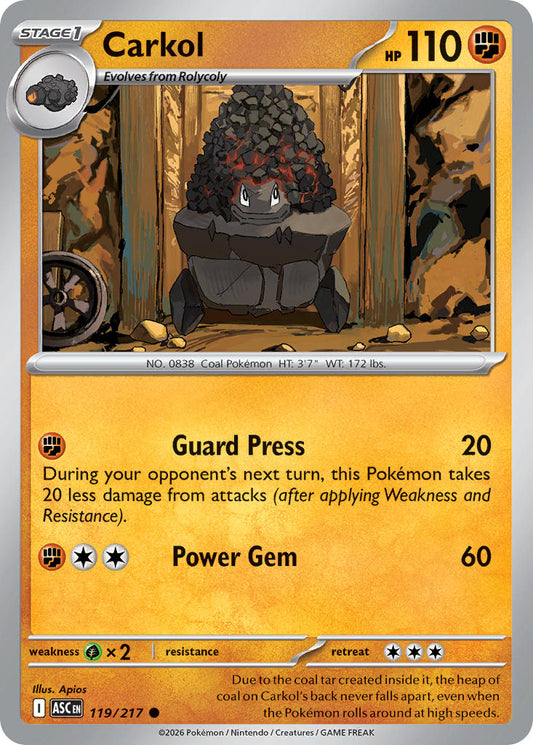 (119/217) Pokemon TCG Ascended Heroes Single: Carkol   Common