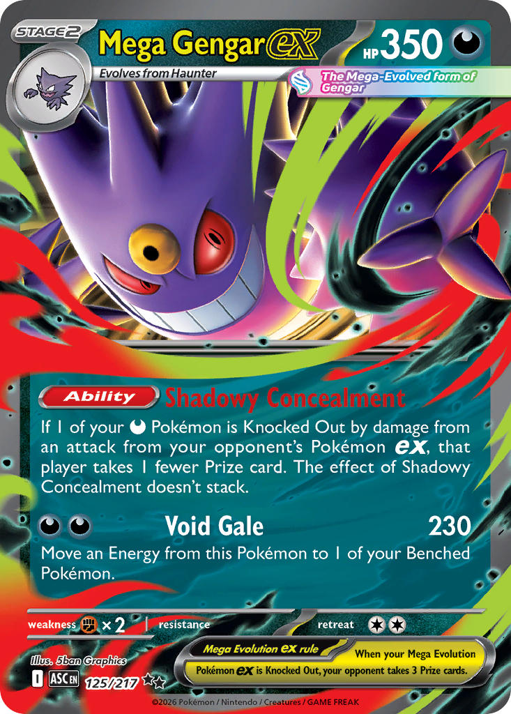(125/217) Pokemon TCG Ascended Heroes Single: Mega Gengar ex   Double Rare