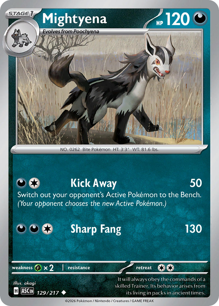(129/217) Pokemon TCG Ascended Heroes Single: Mightyena   Uncommon