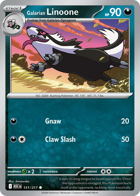 (131/217) Pokemon TCG Ascended Heroes Single: Galarian Linoone   Common