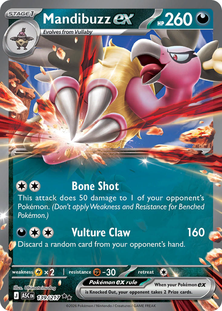(139/217) Pokemon TCG Ascended Heroes Single: Mandibuzz ex   Double Rare