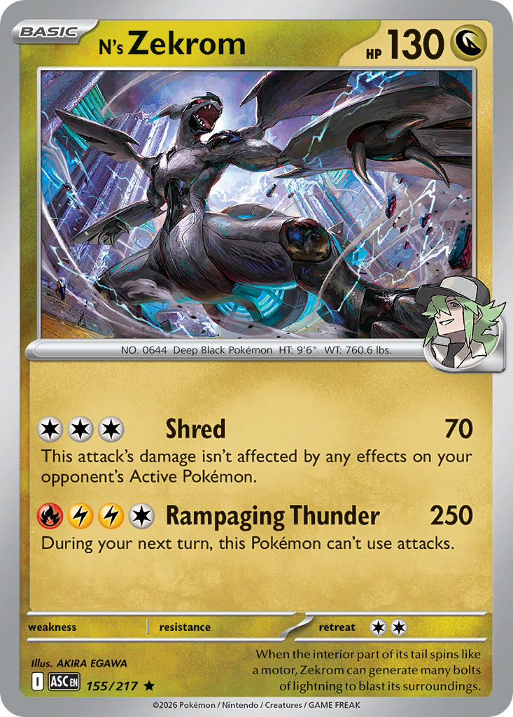 (155/217) Pokemon TCG Ascended Heroes Single: N's Zekrom   Rare