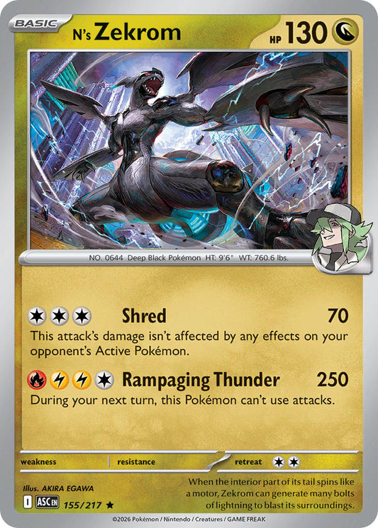 (155/217) Pokemon TCG Ascended Heroes Single: N's Zekrom   Rare