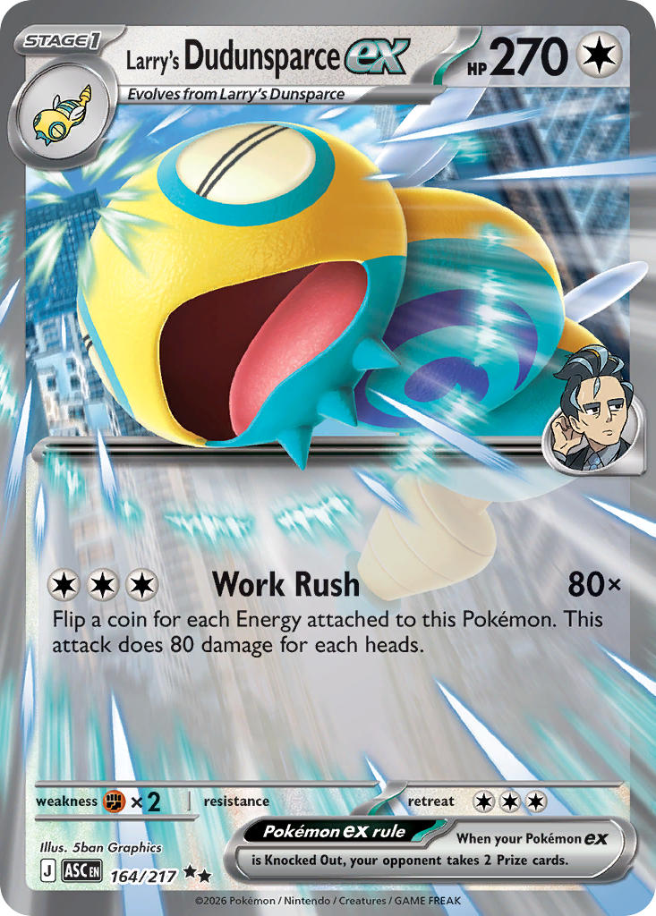 (164/217) Pokemon TCG Ascended Heroes Single: Larry's Dudunsparce ex   Double Rare