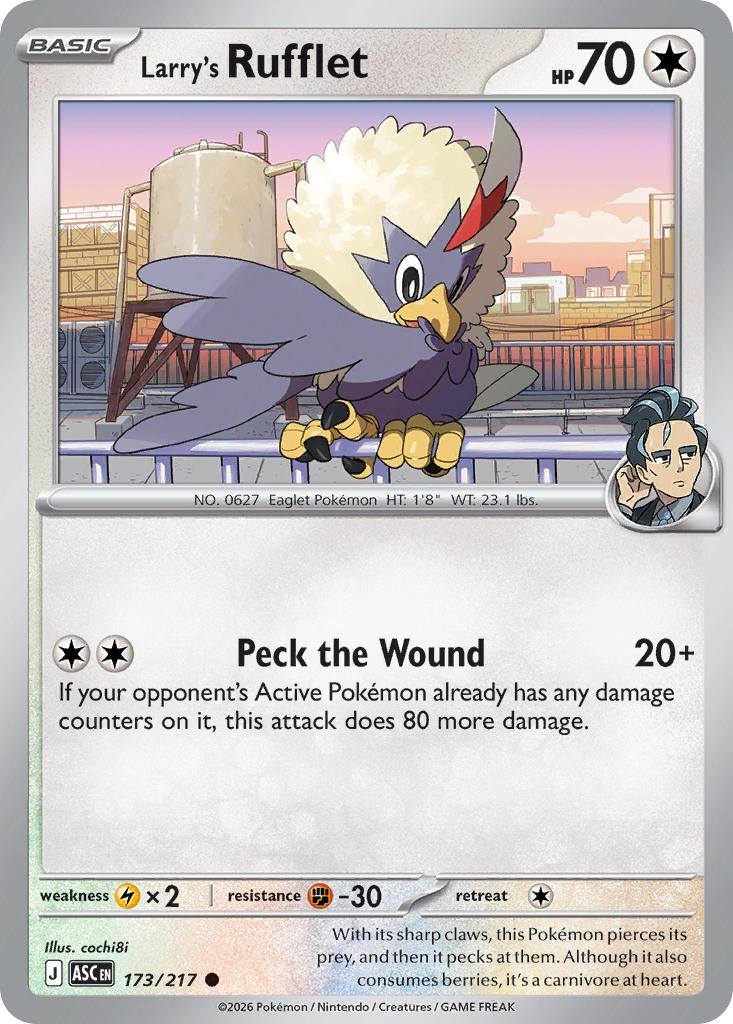 (173/217) Pokemon TCG Ascended Heroes Single: Larry's Rufflet   Common