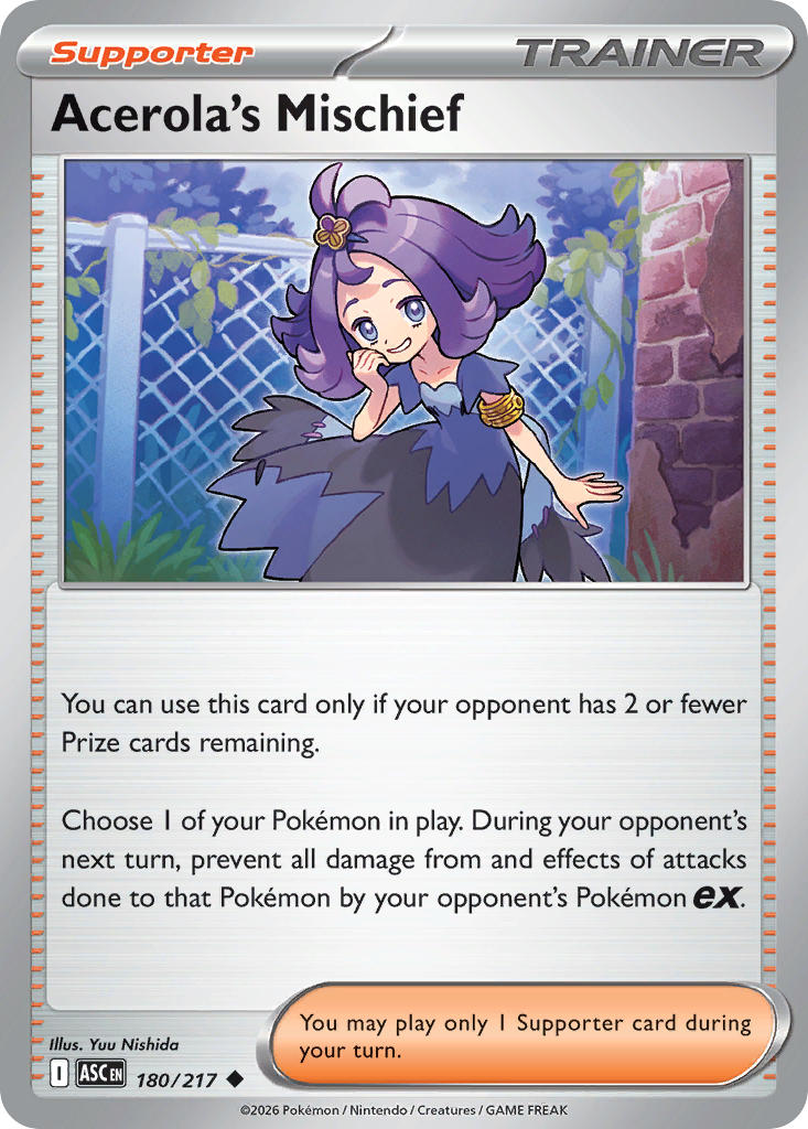 (180/217) Pokemon TCG Ascended Heroes Single: Acerola's Mischief Reverse Holo Uncommon