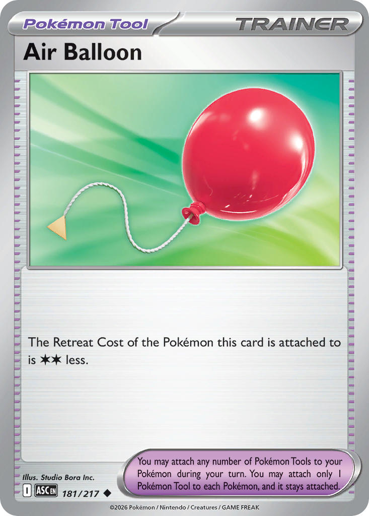 (181/217) Pokemon TCG Ascended Heroes Single: Air Balloon Reverse Holo Uncommon
