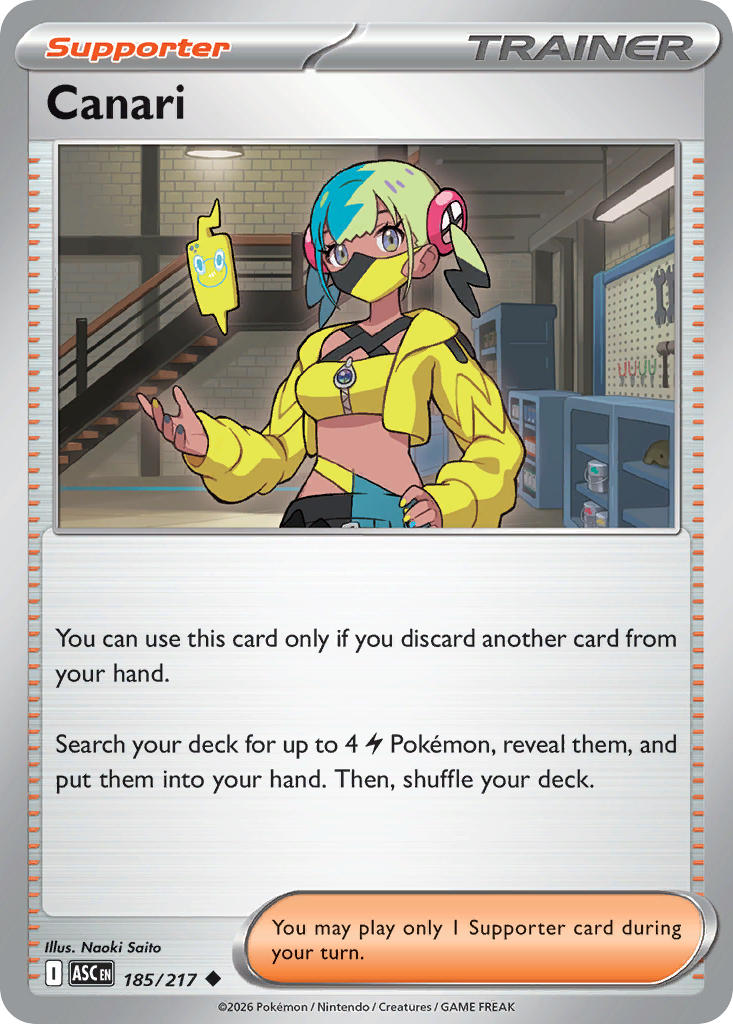 (185/217) Pokemon TCG Ascended Heroes Single: Canari Reverse Holo Uncommon