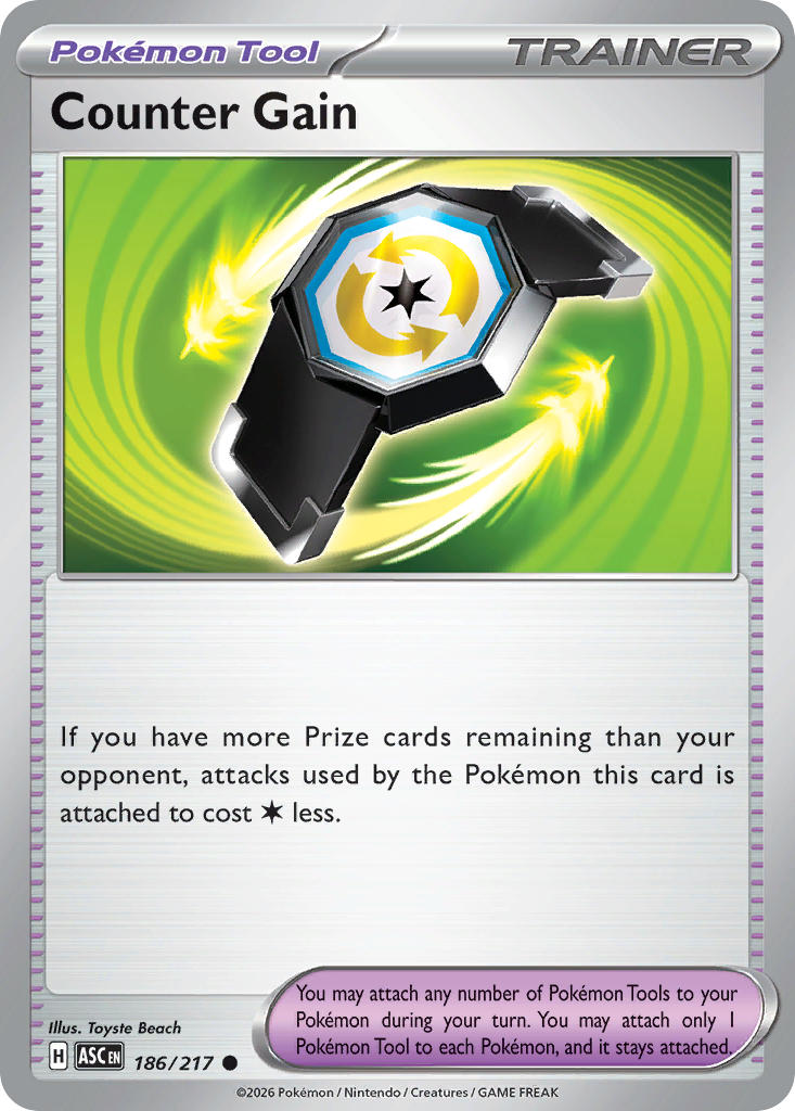 (186/217) Pokemon TCG Ascended Heroes Single: Counter Gain Reverse Holo Common