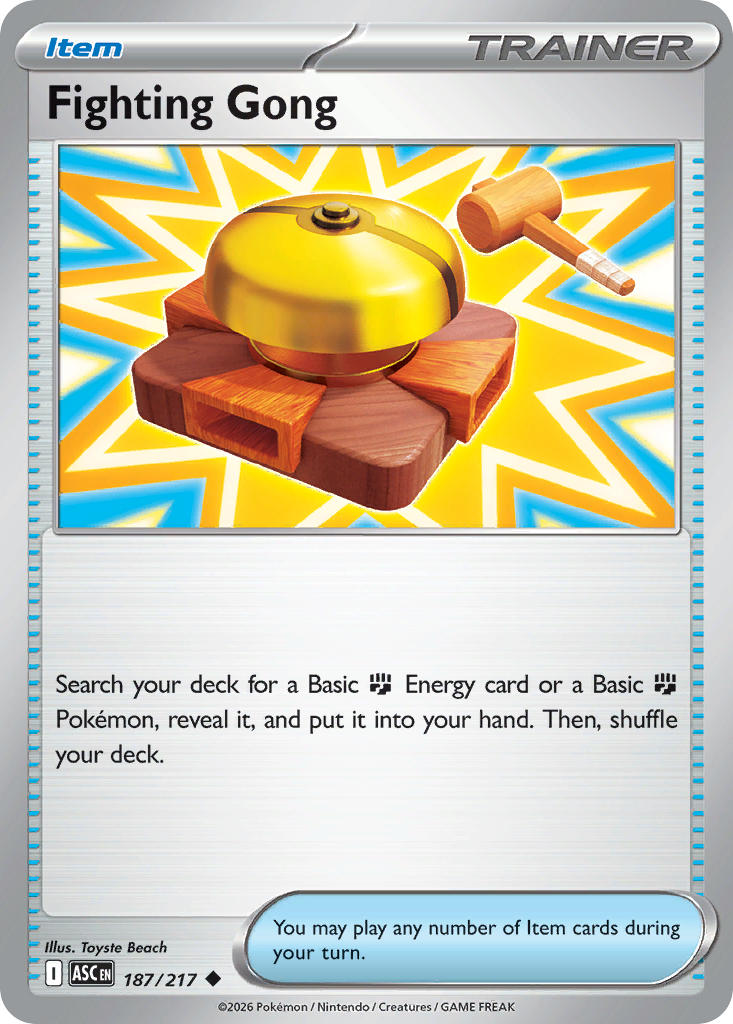 (187/217) Pokemon TCG Ascended Heroes Single: Fighting Gong  Uncommon