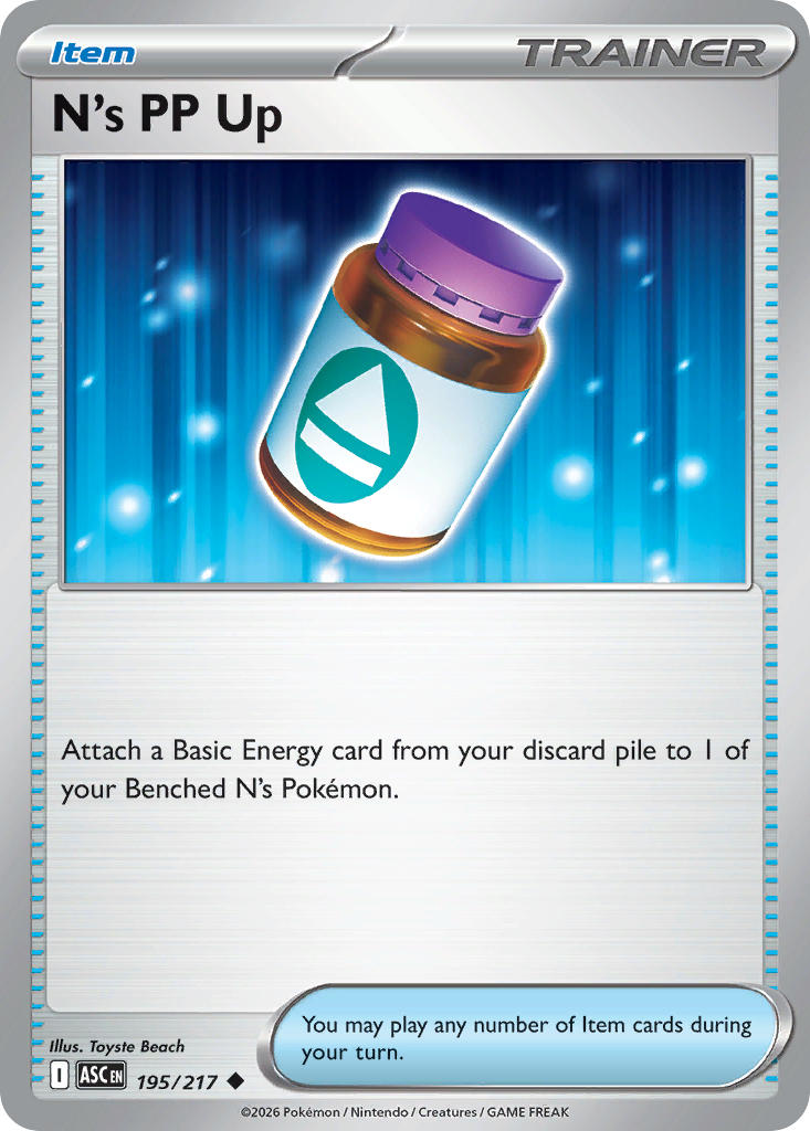 (195/217) Pokemon TCG Ascended Heroes Single: N's PP Up  Uncommon