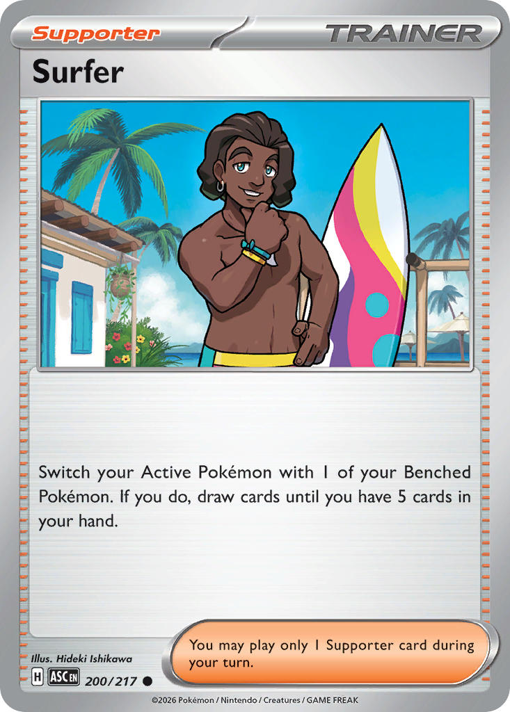 (200/217) Pokemon TCG Ascended Heroes Single: Surfer Reverse Holo Common