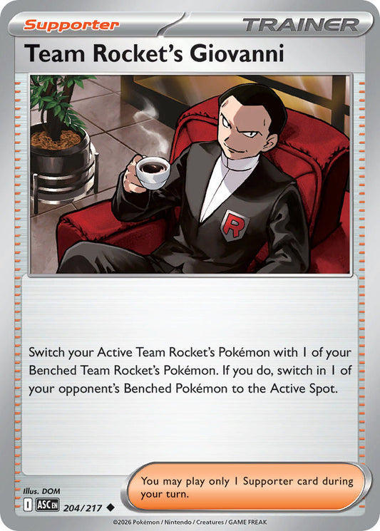 (204/217) Pokemon TCG Ascended Heroes Single: Team Rocket's Giovanni Reverse Holo Uncommon