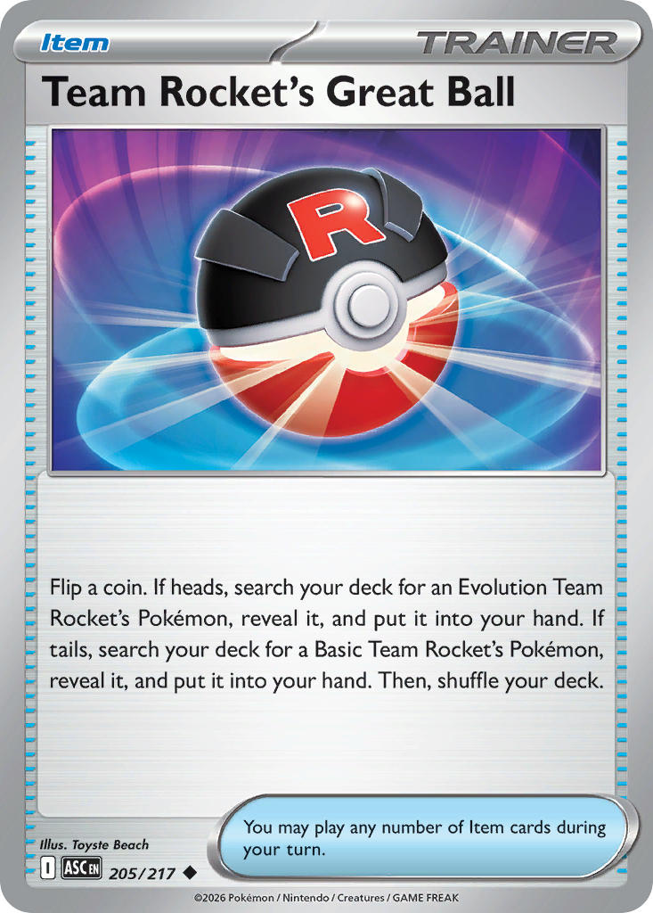 (205/217) Pokemon TCG Ascended Heroes Single: Team Rocket's Great Ball Reverse Holo Uncommon