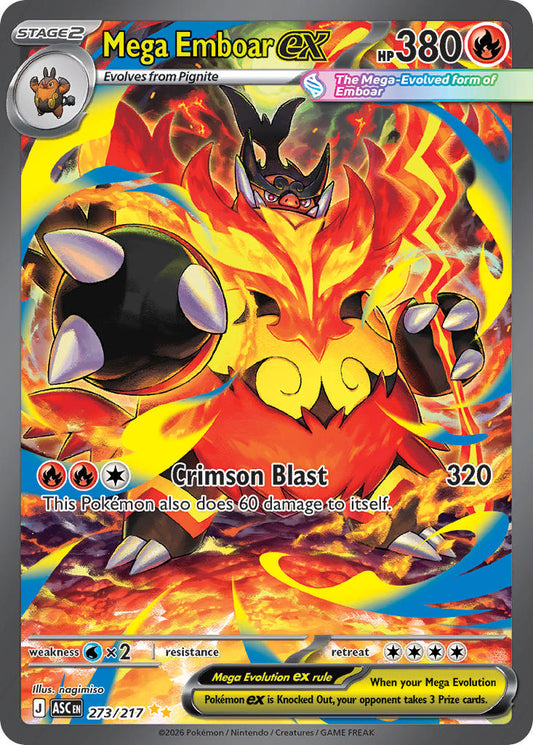 (273/217) Pokemon TCG Ascended Heroes Single: Mega Emboar ex   Special Illustration Rare