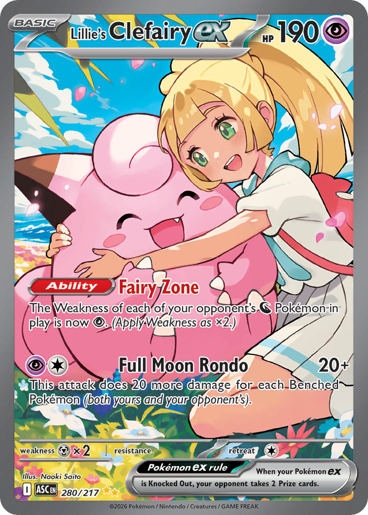 (280/217) Pokemon TCG Ascended Heroes Single: Lillie's Clefairy ex   Special Illustration Rare
