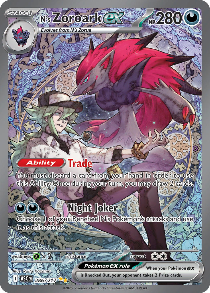 (286/217) Pokemon TCG Ascended Heroes Single: N's Zoroark ex   Special Illustration Rare