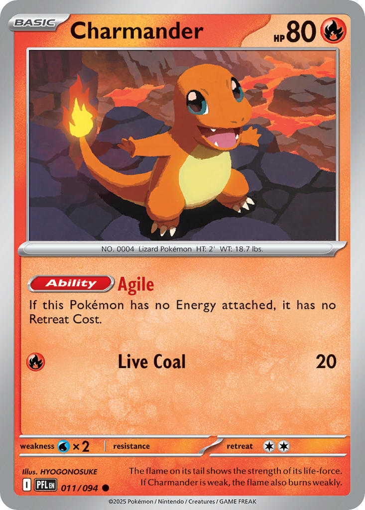 (011/094) Pokemon TCG Phantasmal Flames Single: Charmander  Reverse Holo Common