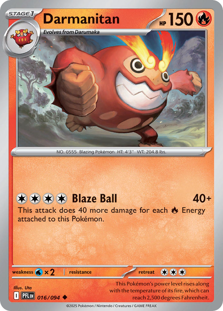 (016/094) Pokemon TCG Phantasmal Flames Single: Darmanitan   Uncommon