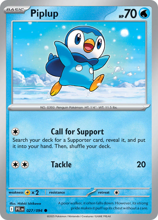 (027/094) Pokemon TCG Phantasmal Flames Single: Piplup   Common