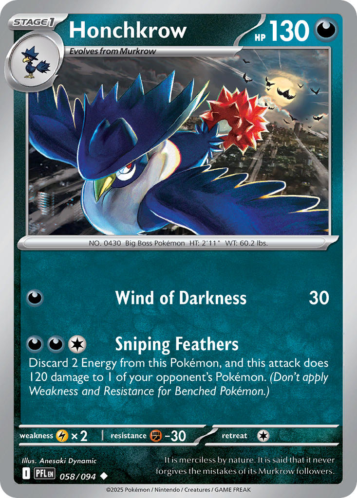 (058/094) Pokemon TCG Phantasmal Flames Single: Honchkrow   Uncommon