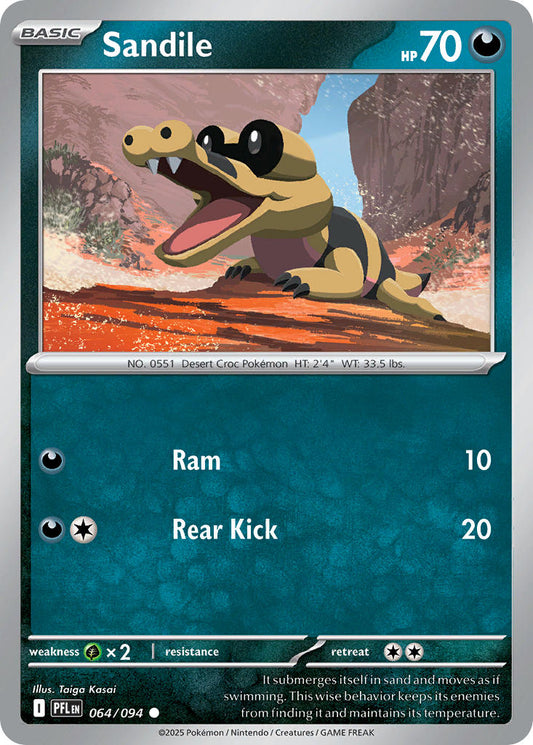 (064/094) Pokemon TCG Phantasmal Flames Single: Sandile   Common